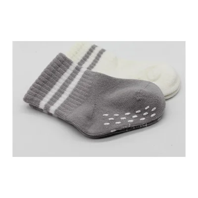 Bistyle Çemberli Kaymaz Soket Çorap, 2'li, Gri, Ekru