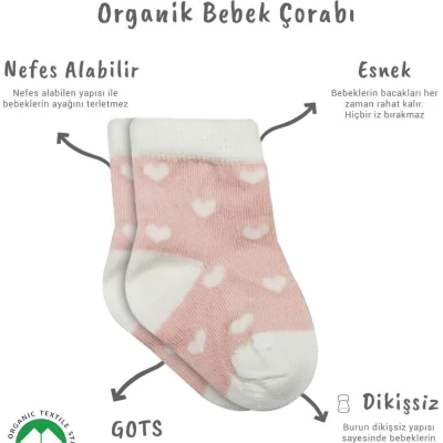 Bistyle Penye Cute Stars Soket Çorap, 3'lü, Pembe