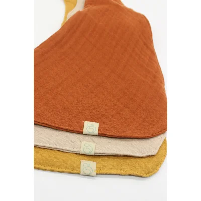 Bistyle Müslin Fular Önlük, 3'lü, Kiremit, Bej, Hardal