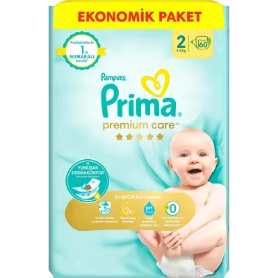 Prima Premium Care Bebek Bezi, 2 Beden, 60 Adet