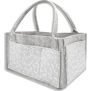 BabyJem Keçe Anne Bebek Bakım Çantası, Gri, Çiçek