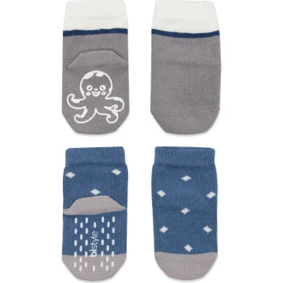 Bistyle Hayvan Figürlü Kaymaz Erkek Soket Çorap, 2'li, İndigo