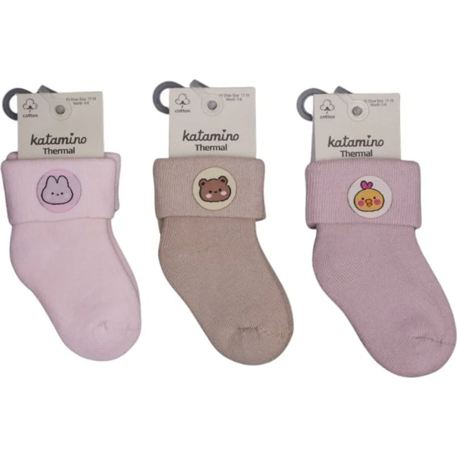 Katamino Nesrin Aksesuarlı Kız Bebek Havlu Soket Çorap, Asorti