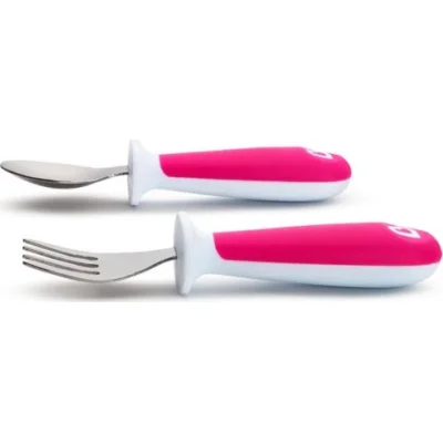 Munchkin Sıçrama Engelleyici Çocuk Çatal & Kaşık Seti 12 Ay+ Pembe