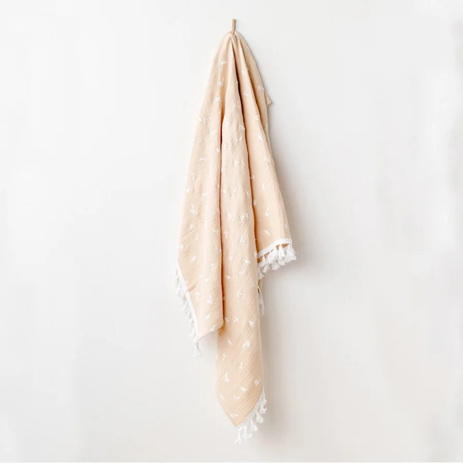 Andywawa Müslin Smile All Day Bebek Battaniye, 120x90 cm, Bej