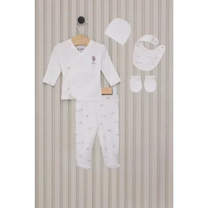 U.S Polo Bebek Hastane Çıkışı, 5 Parça, Krem