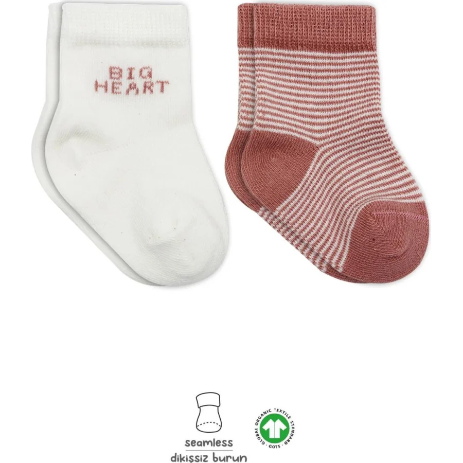 Bistyle Big Heart Penye Soket Çorap, 2'li, Pudra