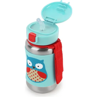 Skip Hop Pipetli Paslanmaz Çelik Suluk, 350 ml, Baykuş