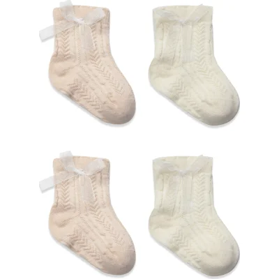 Bistyle Fiyonklu Penye Soket Çorap, 2'li, Somon