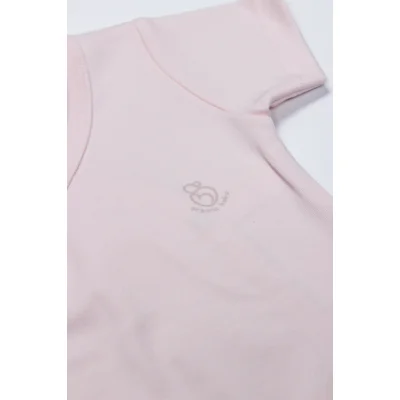 Bistyle Organik Natural Basic Style Kruvaze Yarım Kol Body, Pembe