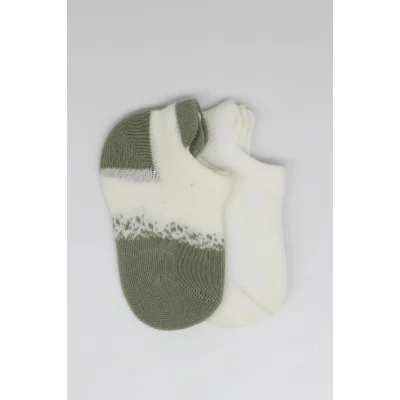 Bistyle 2'Li Penye Sneakers Çorap 20105 Nil Ekru