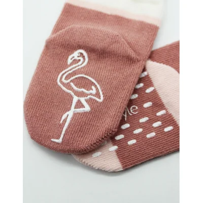 Bistyle Hayvan Figür Kaymaz Kız Soket Çorap, 2'li, Pudra
