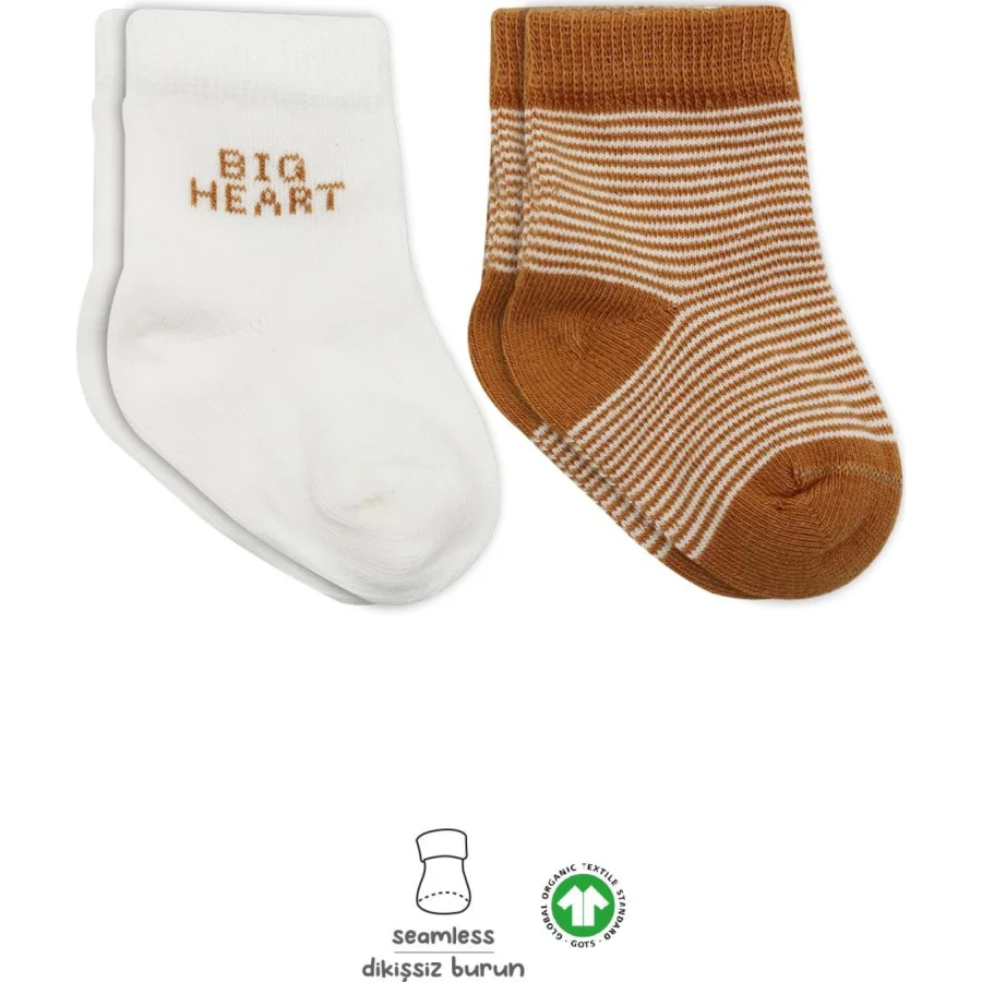 Bistyle 2'Li Big Heart Penye Soket Çorap 10117 Hardal