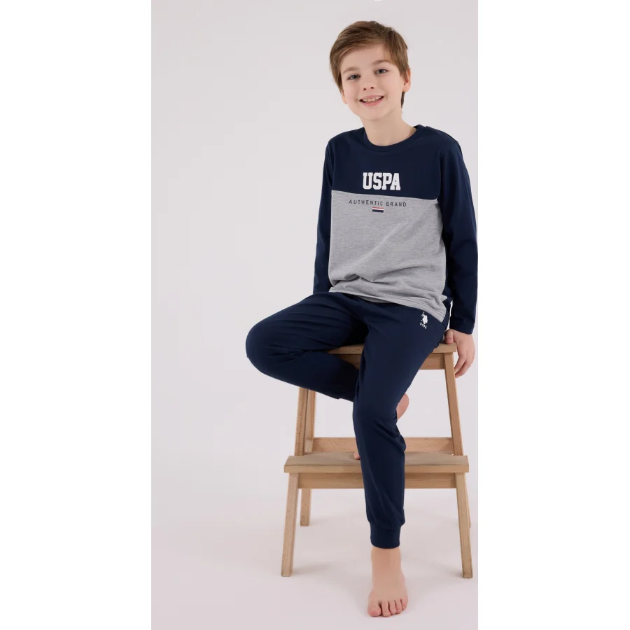 U.S. Polo Assn Uzun Kol Pijama Takım, Lacivert