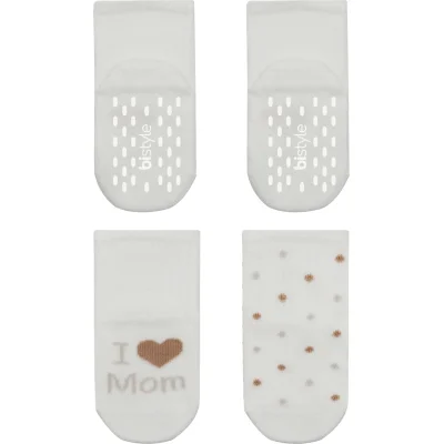 Bistyle Mom Dad Penye Kaymaz Soket Çorap, 2'li, Puan, Mom