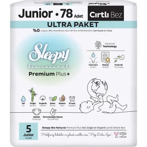 Sleepy Bio Natural Bebek Bezi, 5 Beden, 78 Adet