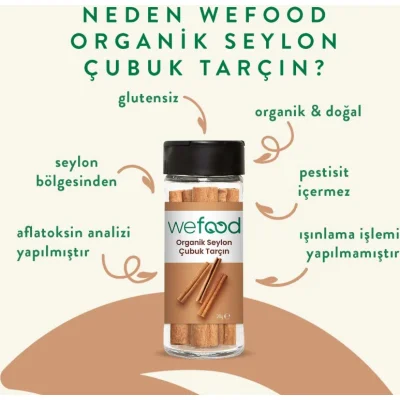 Wefood Organik Seylon Tarçın Çubuk, 20 g