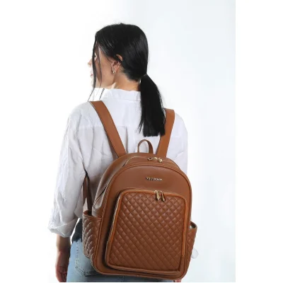 M&Y Dust Deri Anne Bebek Bakım Sırt Çantası, Taba