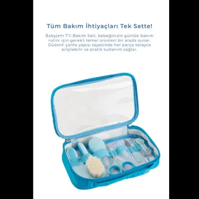 BabyJem Bebek Bakım Seti, Mavi, 7'li