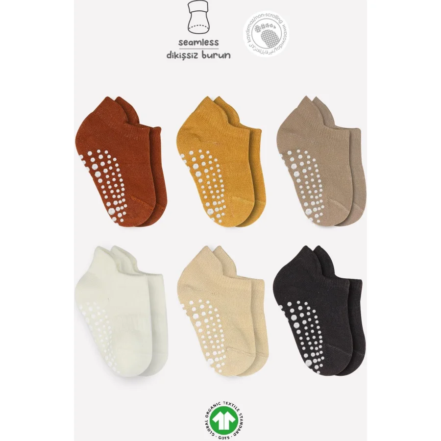 Bistyle 6'Lı Sneakers Kaymaz Penye Çorap 20102 Toprak