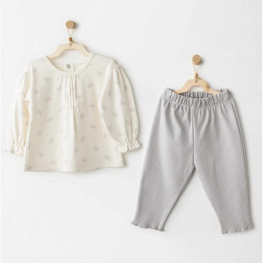 Andywawa AC26253 Baby Bow Bliss 2'li Takım Ekru