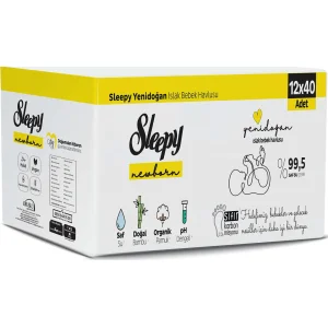 Sleepy Natural Yenidoğan Islak Havlu Mendil, 40 Yaprak, 12'li