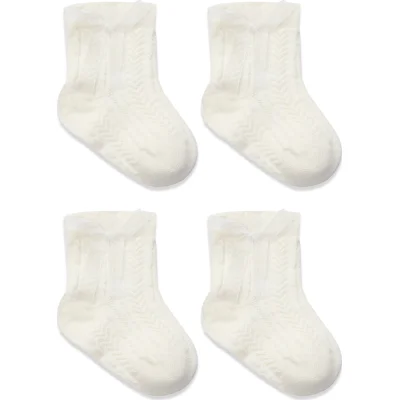 Bistyle Fiyonklu Penye Soket Çorap, 2'li, Ekru