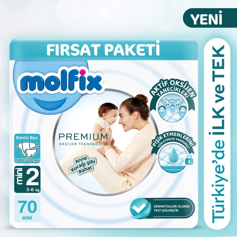 Molfix Premium Bebek Bezi Fırsat Paketi, 2 Beden, 70 Adet