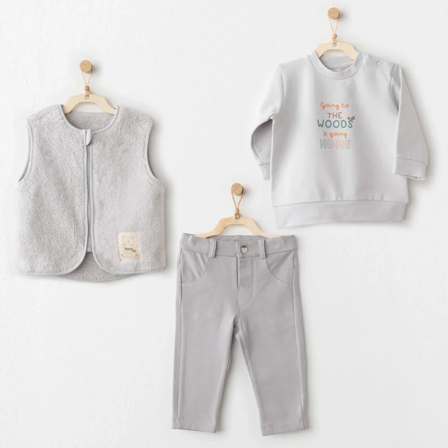 Andywawa AC26111 Hello Autumn 3'lü Takım Grey