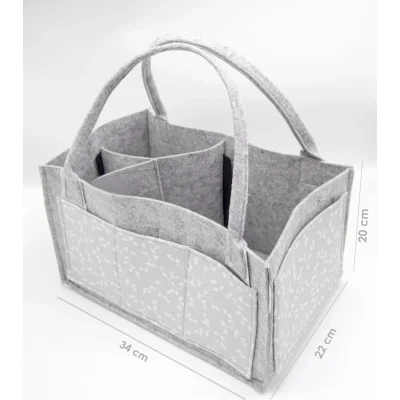 BabyJem Keçe Anne Bebek Bakım Çantası 772 Gri Çiçek