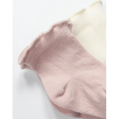 Bistyle Overlok Style Penye Soket Çorap, 2'li, Pudra