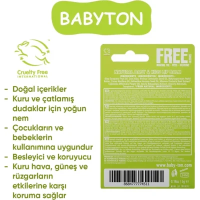 Babyton Bebek ve Çocuklar İçin Doğal Dudak Koruyucu Balm Naturel