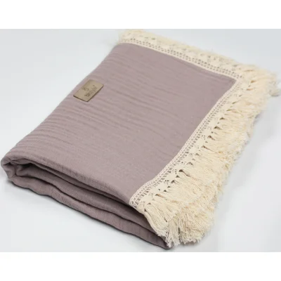 Bistyle Organik Müslin, 80x90, Fistolu Battaniye, Antrasit