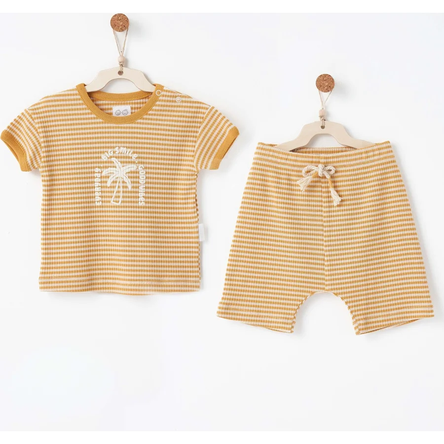 Andywawa Bamboo Striped Takım, 2'li, Hardal