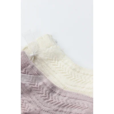 Bistyle Fiyonklu Penye Soket Çorap, 2'li, Lila