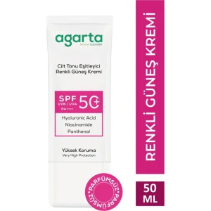 Agarta Doğal Güneş Kremi Cilt Tonu Eşitleyici, Renkli, SPF 50, 50 ml
