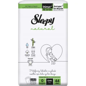 Sleepy Natural Bebek Bezi, 0 Beden, 44 Adet