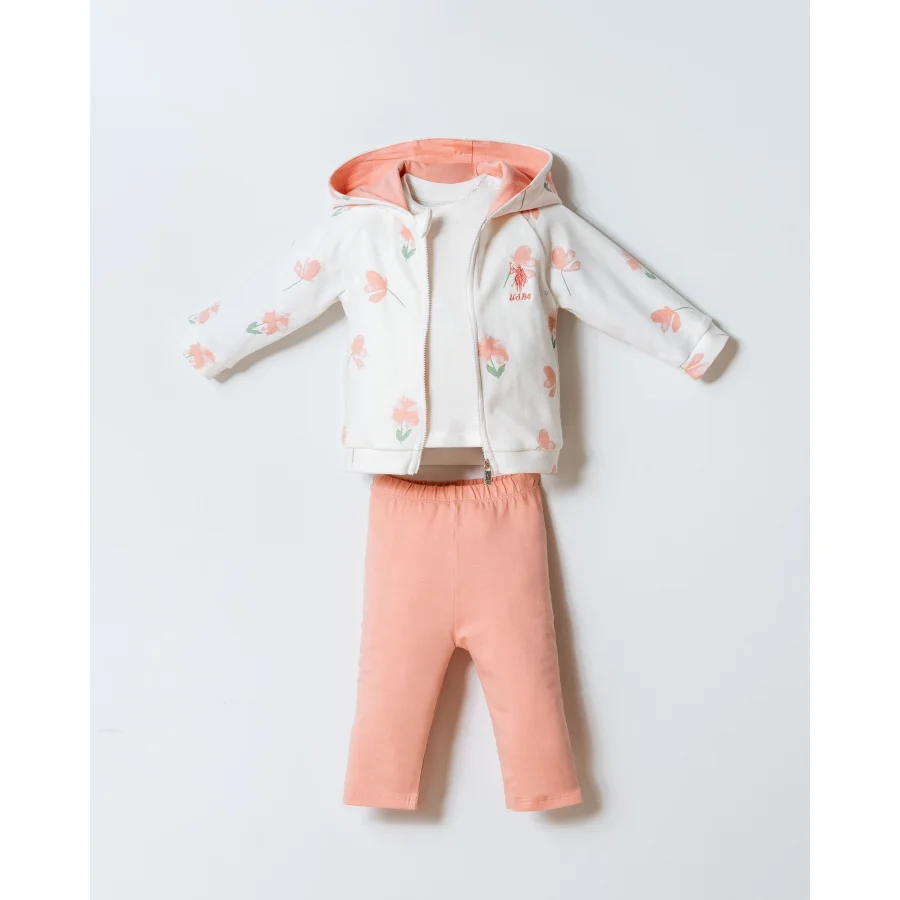 U.S. Polo Takım, 3'lü, Beyaz, Pudra