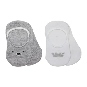 Bistyle Babet Cute Face Penye Çorap, 2'li, Gri, Beyaz