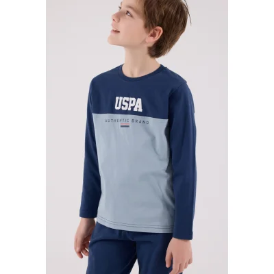 U.S. Polo Assn Uzun Kol Pijama Takım, Koyu İndigo
