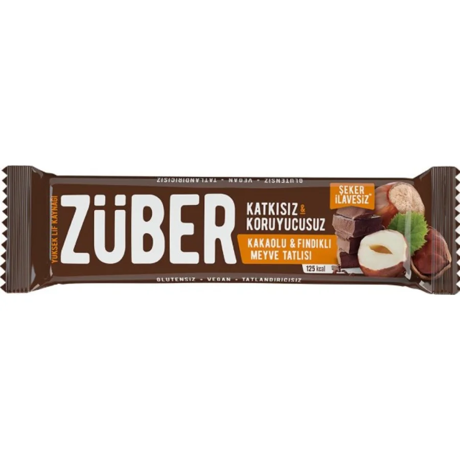 Züber Meyve Barı, 40 g, Fındık ve Kakaolu