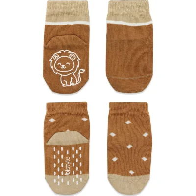 Bistyle Hayvan Figürlü Kaymaz Erkek Soket Çorap, 2'li, Hardal