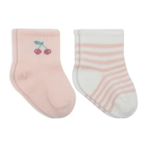 Bistyle Little Girl Penye Soket Çorap, 2'li, Pembe, Ekru