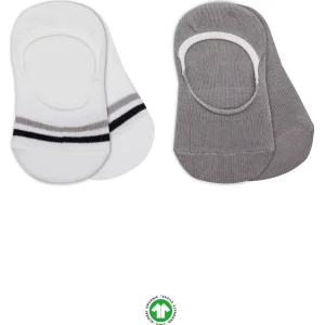 Bistyle Penye Babet Silikon Çemberli Çorap, 2'li, Gri, Beyaz