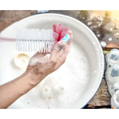 BabyJem Süngerli Biberon Fırçası, Pembe