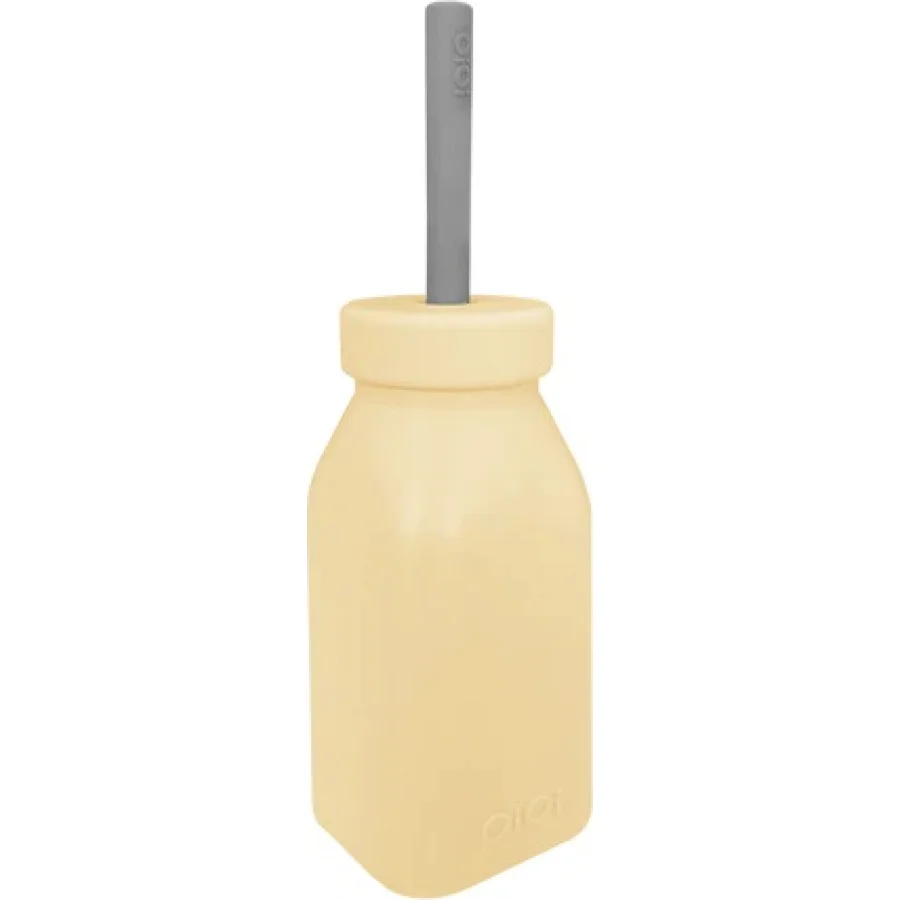 Oioi Şişe + Pipet, 200 ml, Mellow Yellow / Powder Gri