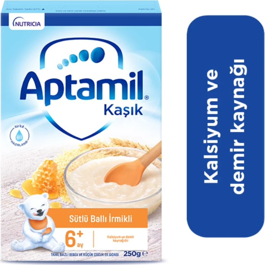 Aptamil Kaşık Sütlü Ballı İrmikli Kaşık Maması, 250 g