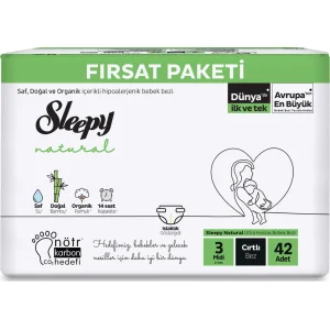 Sleepy Natural Bebek Bezi Fırsat Paketi 3 Beden 4-9 Kg 42 Adet