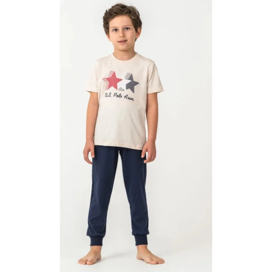 U.S. Polo Kısa Kol Pijama Takım, Bej