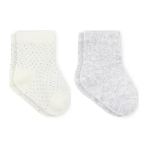 Bistyle Puan Derby Penye Soket Çorap, 2'li, Gri, Ekru